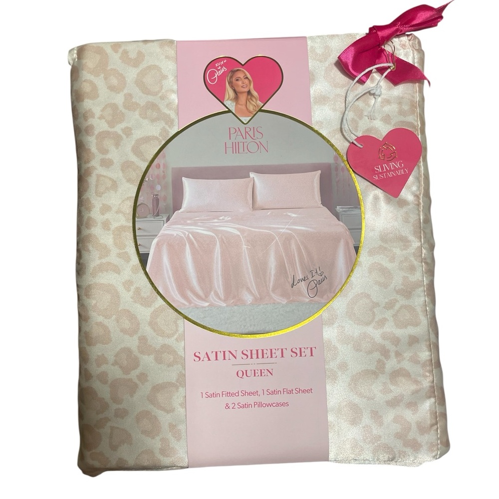 Paris Hilton Satin Sheet Set - Queen, Soft Pink - NWT - Sheet & Pillowcases
